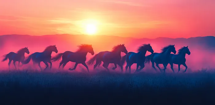Lucky Seven Horses Generative AI Wall Art | PrintPosters.in